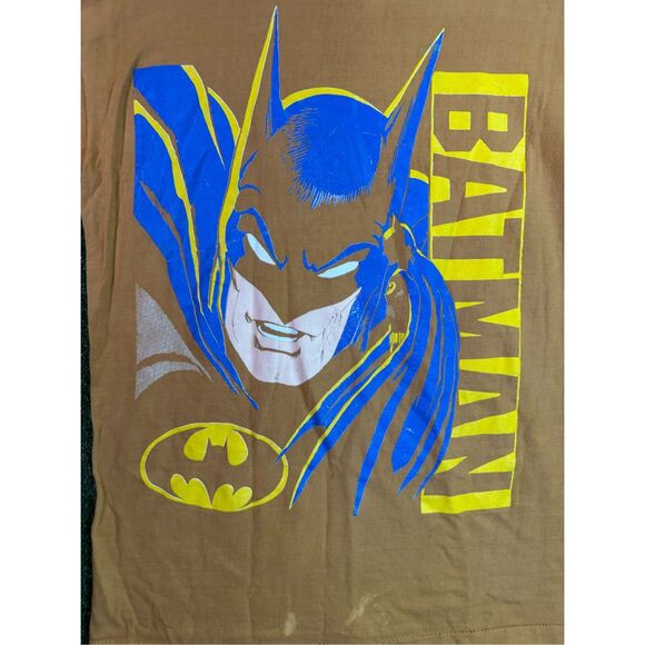Sz L Vintage 1980s Batman DC comics Tan Single Stitich Made USA Tshirt - Picture 5 of 8